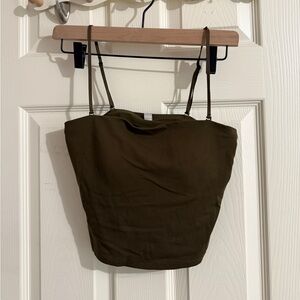 Uniqlo Dark Olive Camisole Top w bra built-in